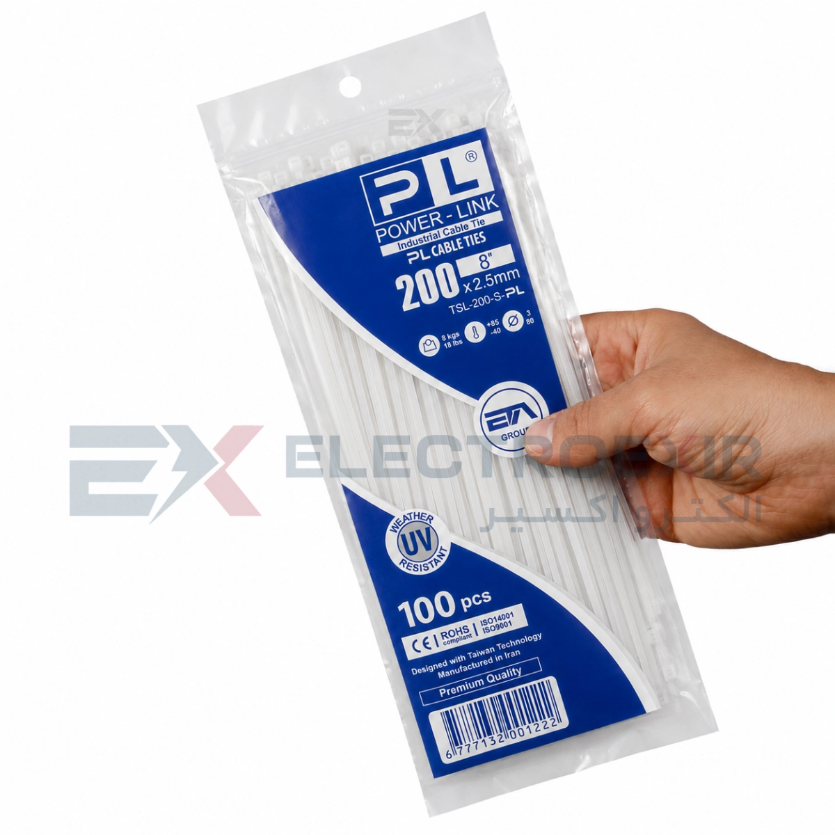 بست کمربندی پاور لینک مدل PL-200x2.5 بسته 100 عددی