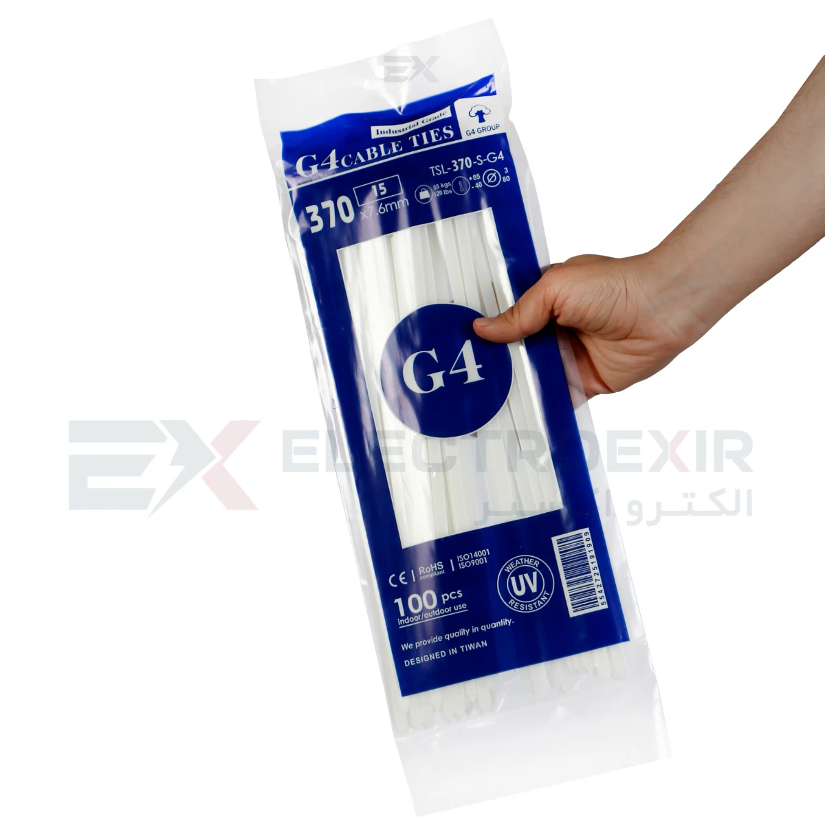 بست کمربندی جی فور مدل G4-370x7.6 بسته 100 عددی