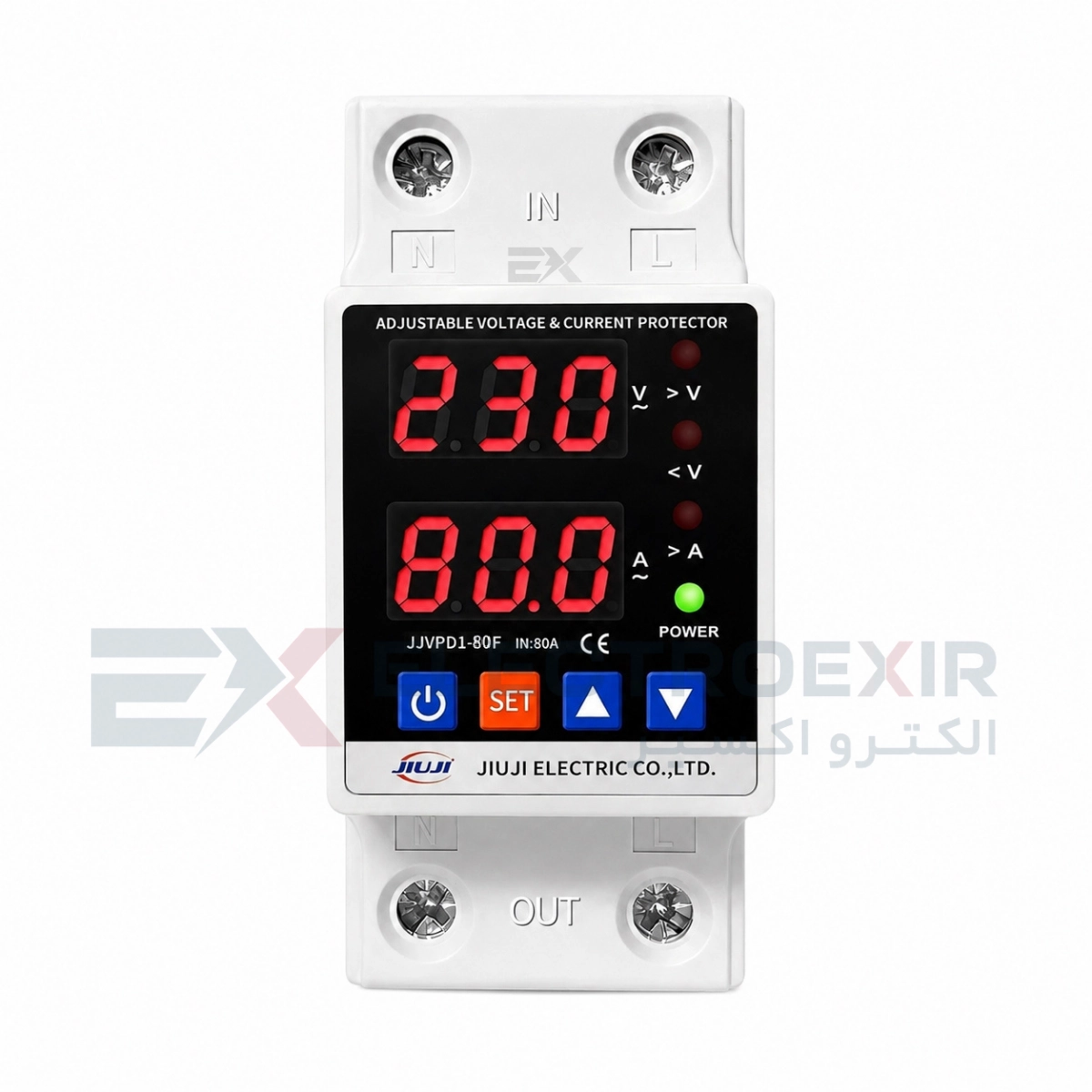 محافظ ولتاژ و جریان تک‌فاز ۸۰ آمپر جیوجی مدل JJVPD1-80F