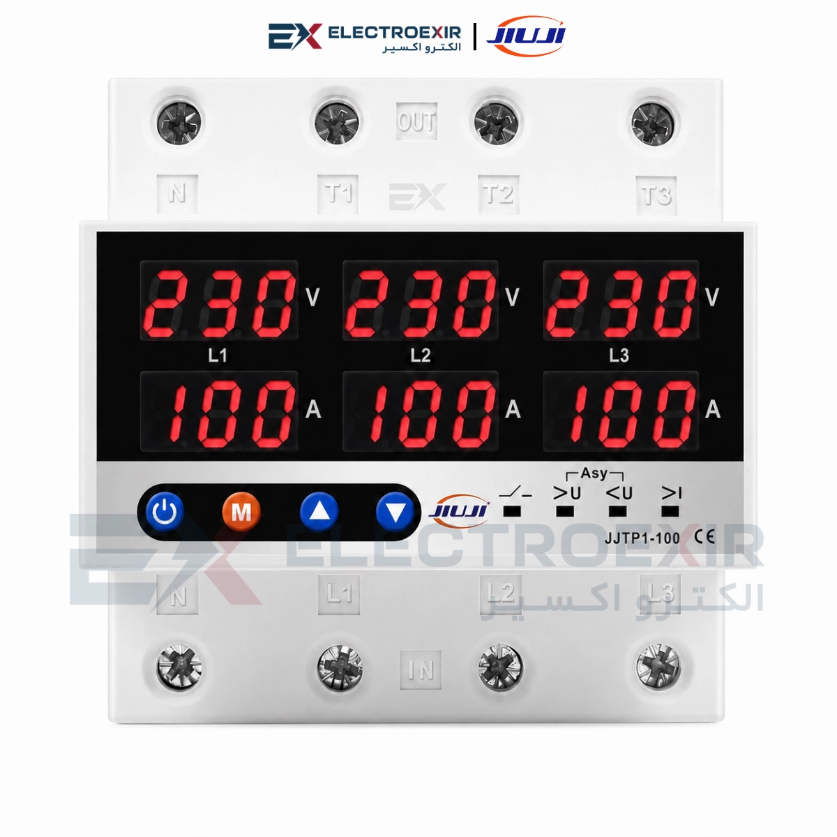 محافظ ولتاژ و جریان سه‌فاز ۱۰۰ آمپر جیوجی مدل JJTP1-100VAS