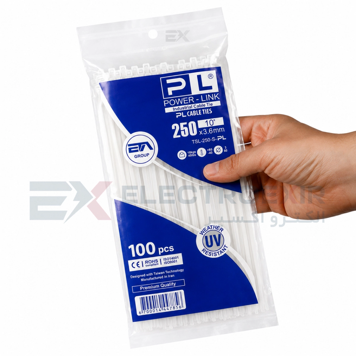 بست کمربندی پاور لینک مدل PL-250x3.6 بسته 100 عددی