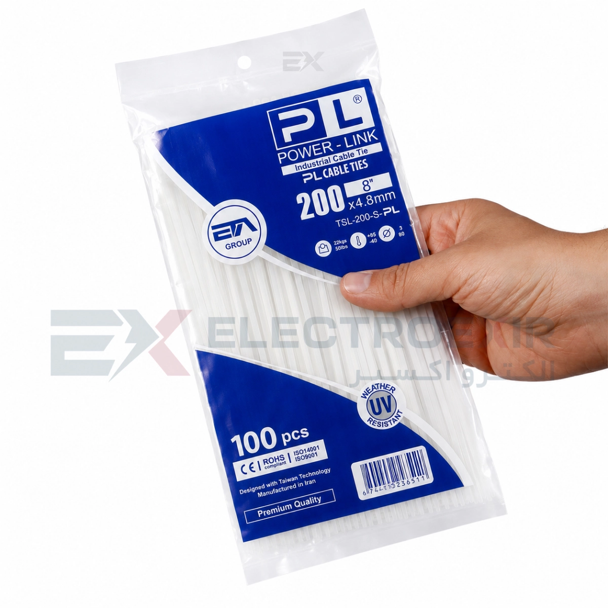 بست کمربندی پاور لینک مدل PL-200x4.8 بسته 100 عددی
