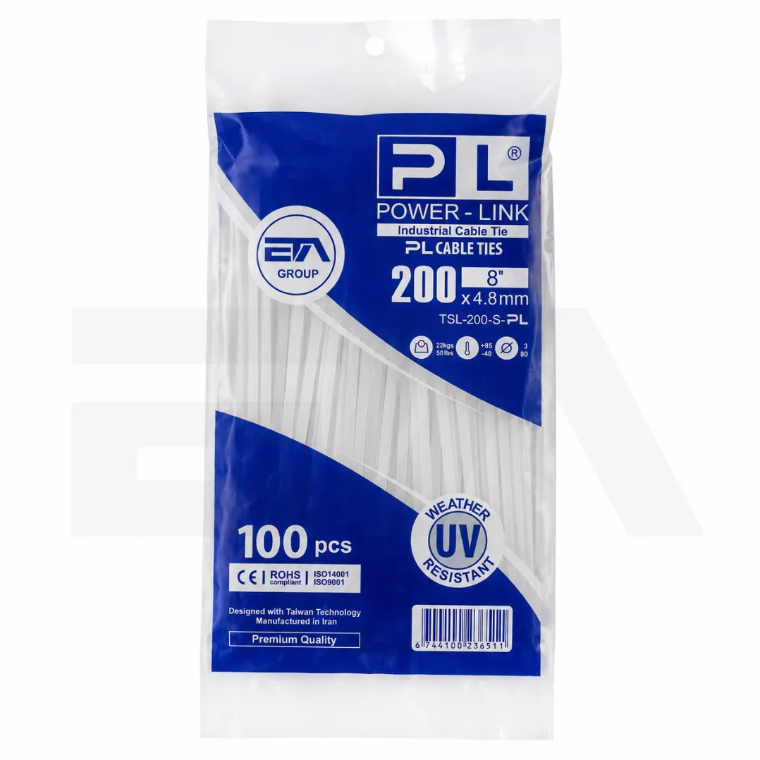 بست کمربندی پاور لینک مدل PL-200x4.8 بسته 100 عددی