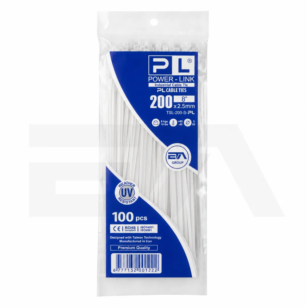 بست کمربندی پاور لینک مدل PL-200x2.5 بسته 100 عددی