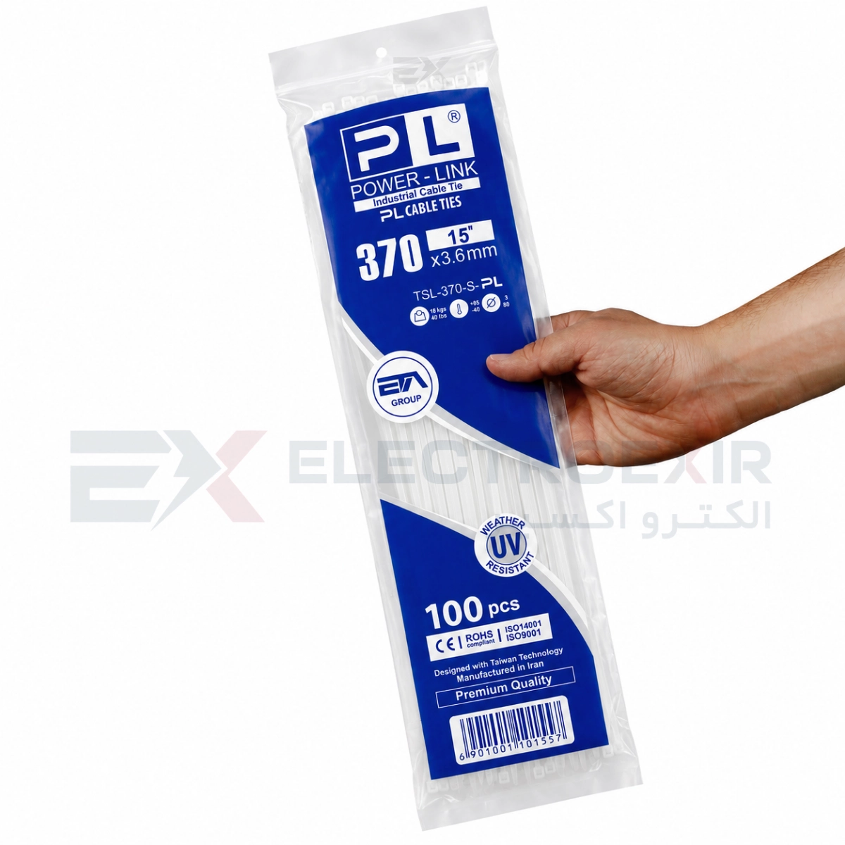 بست کمربندی پاور لینک مدل PL-370x3.6 بسته 100 عددی
