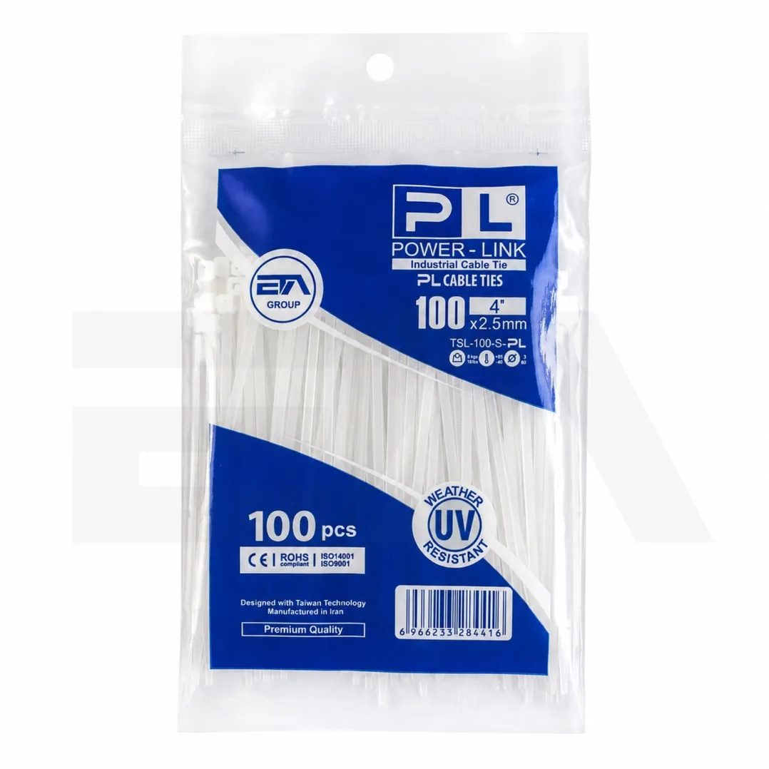 بست کمربندی پاور لینک مدل PL-100x2.5 بسته 100 عددی