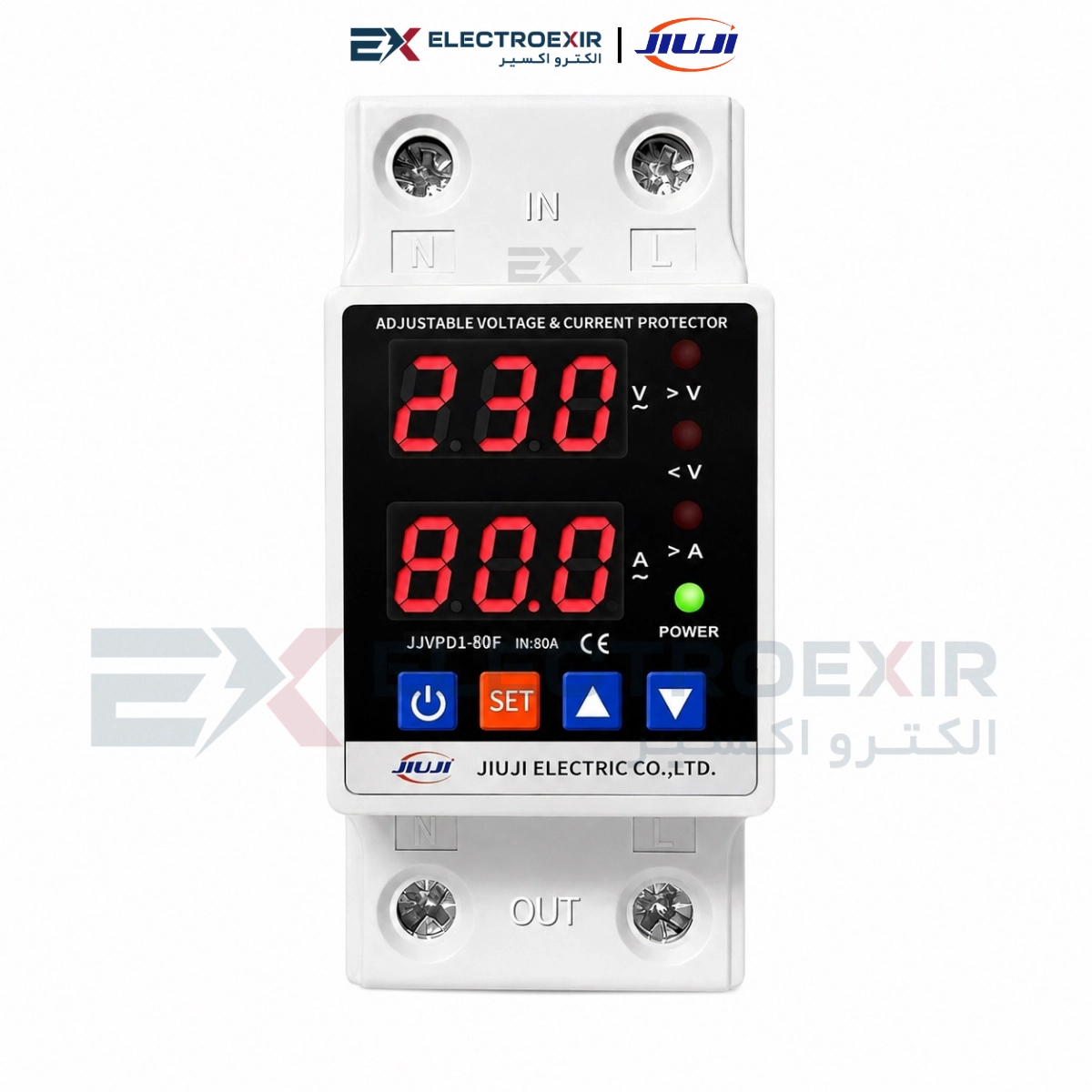 محافظ ولتاژ و جریان تک‌فاز ۸۰ آمپر جیوجی مدل JJVPD1-80F