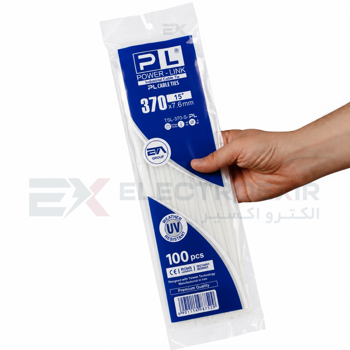 بست کمربندی پاور لینک مدل PL-370x7.6 بسته 100 عددی