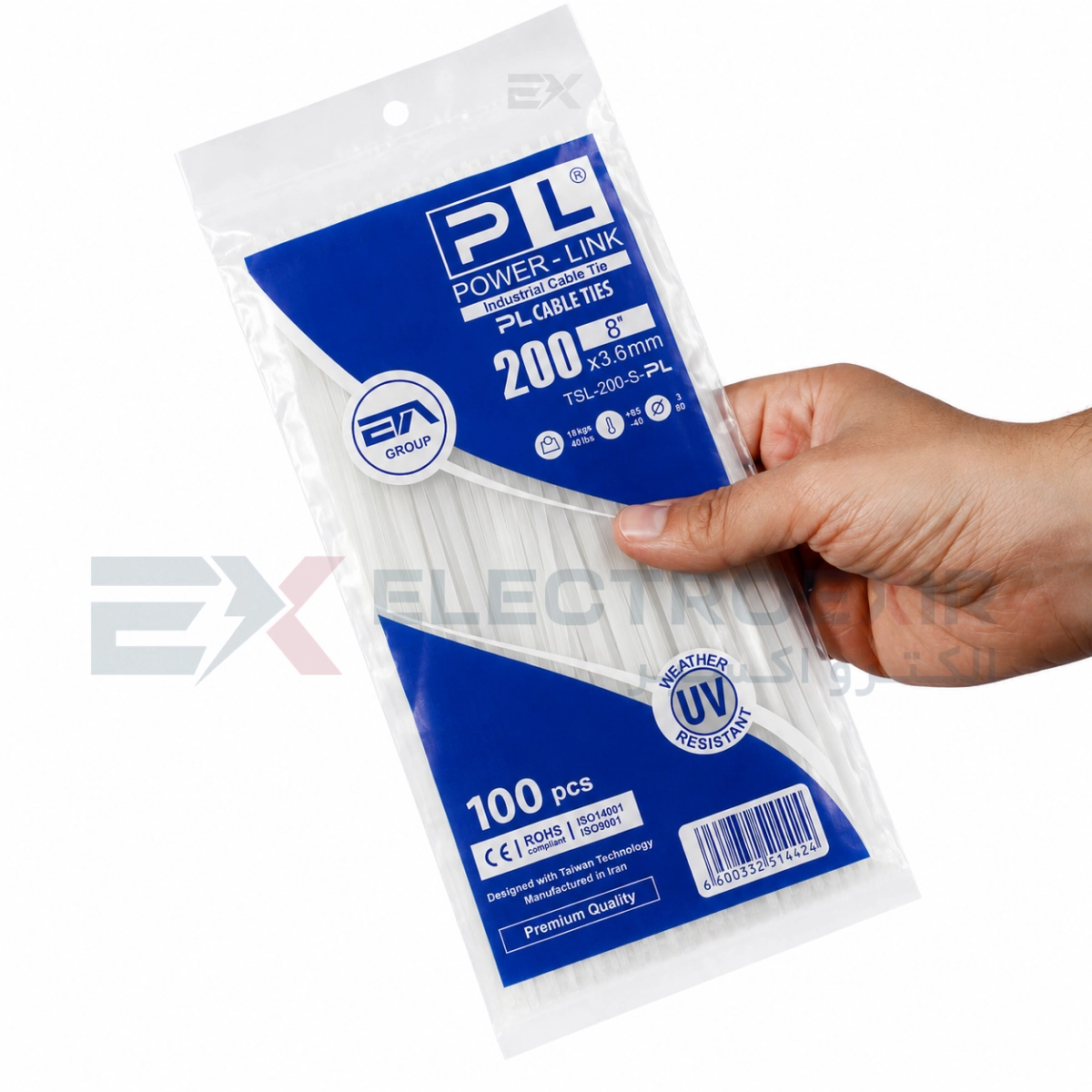 بست کمربندی پاور لینک مدل PL-200x3.6 بسته 100 عددی